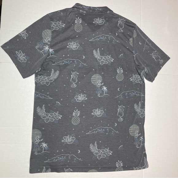 Travis Mathew Golf Polo Shirt Hawaiian Gray Floral Tropical Short Sleeve XL - Picture 4 of 7